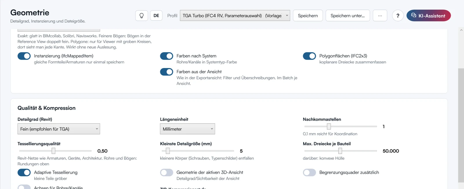 Schalter Farben nach System und Farben aus der Ansicht