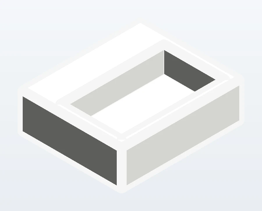 Waschtisch rechteckig, Wandmontage: 3D-Ansicht